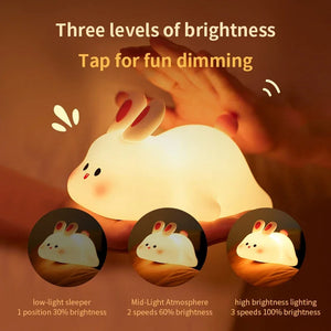 Cute Rabbit Silicone Lamp Soft Touch Night Light For Kids And Home Decor Elite Vibe