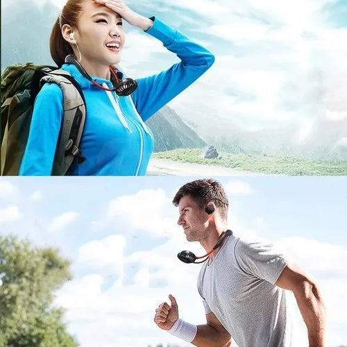 Hands Free Mini Neck Band | Usb Rechargeable Fan, 3 Mode , 7 Wings (Random Colors)