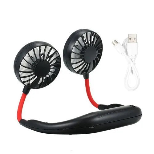 Hands Free Mini Neck Band | Usb Rechargeable Fan, 3 Mode , 7 Wings (Random Colors)