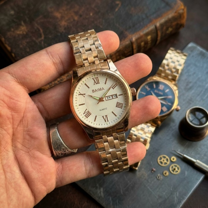 Baima Quartz Stainless Steel Wristwatch With Roman Numerals And Day Date Working Display Elite Vibe