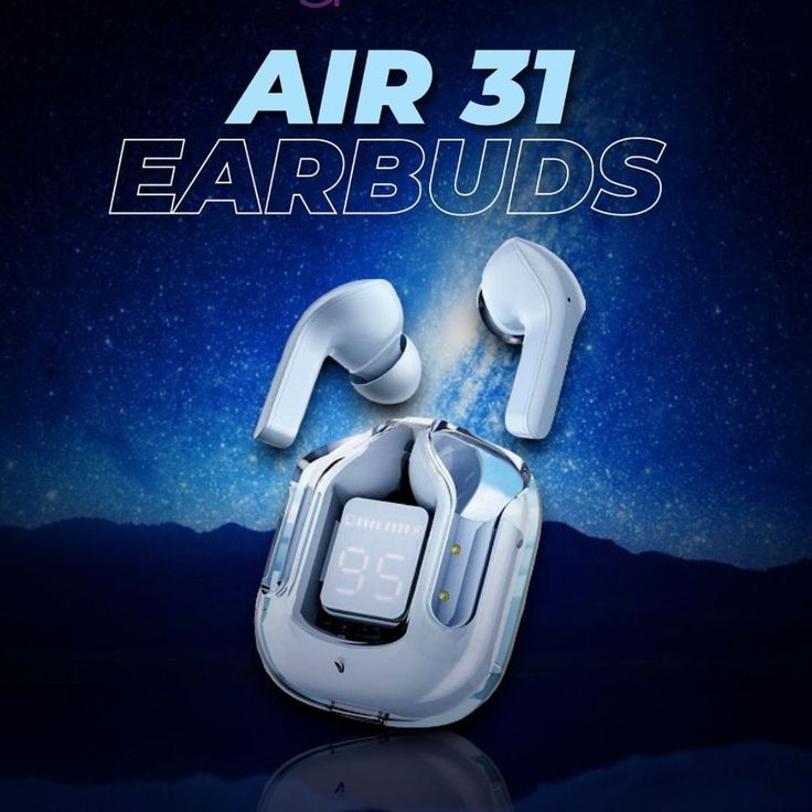Air 31 Wireless Earbuds with Transparent Crystal Case, Bluetooth 5.3, Type-C Charging (Random Color) Elite Vibe