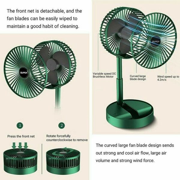 Rechargeable Portable Telescopic Folding Table Fan – 3-Speed Adjustable Desk Fan Elite Vibe