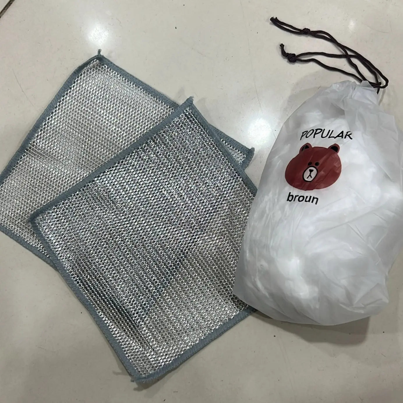 Combo Deal – 2 Pcs Metal Wire Cleaning Cloths with 1 Bear Design Food Cover Packet Elite Vibe