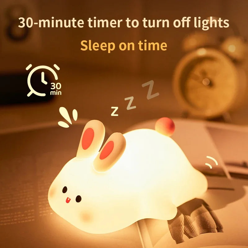 Cute Rabbit Silicone Lamp Soft Touch Night Light For Kids And Home Decor Elite Vibe