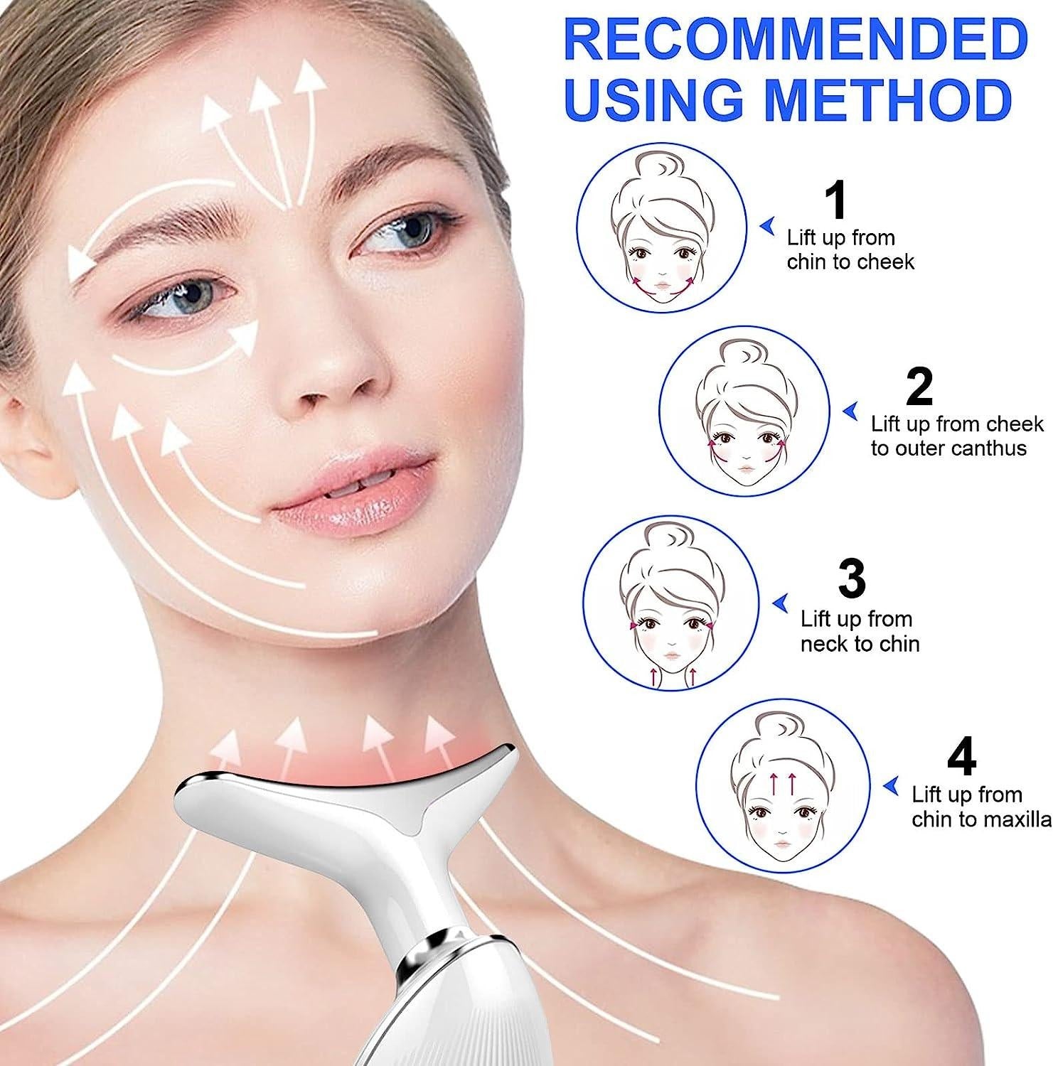 EMS Face Lifting Massager with Red Light Therapy | Facial, Neck & Eye Microcurrent Vibrating Massage Tool Elite Vibe
