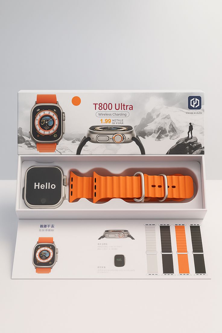 t800 Ultra Smart Watch Series Bluetooth Call Smartwatch With Ocean Strap Wireless Charging Best Battery Timing Elite Vibe