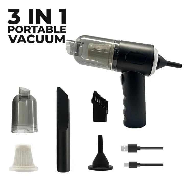 3 in 1 Portable Wireless Vacuum Cleaner – High Power Suction, Air Pump & Duster for Home, Car & Laptop Elite Vibe